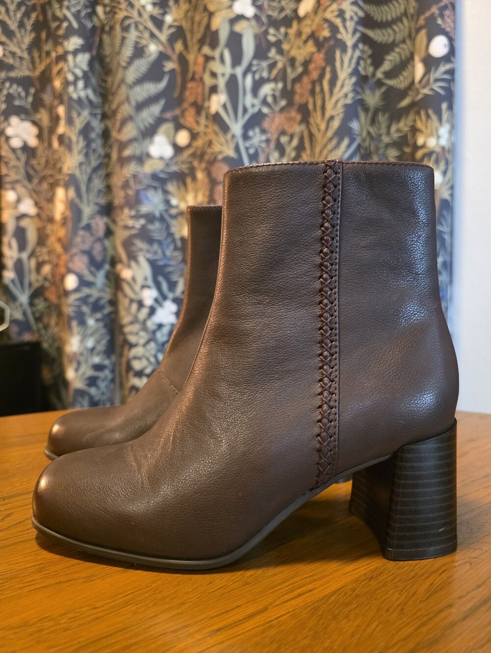 Moving Sale! { Clark's Brown Zip Booties With Braid Detail, Size 7, NWOT